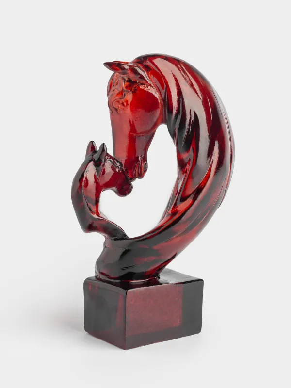 Statuette, 15 cm, polyresin, burgundy, Horse head, Horse color, image-2