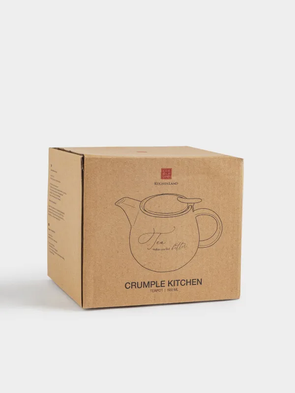Teapot, 500 ml, porcelain P / steel, milky golden, Crumpled effect, Crumple kitchen, image-6