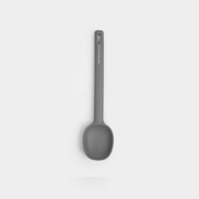 Serving spoon, 28 cm, silicone, grey, Grey steel