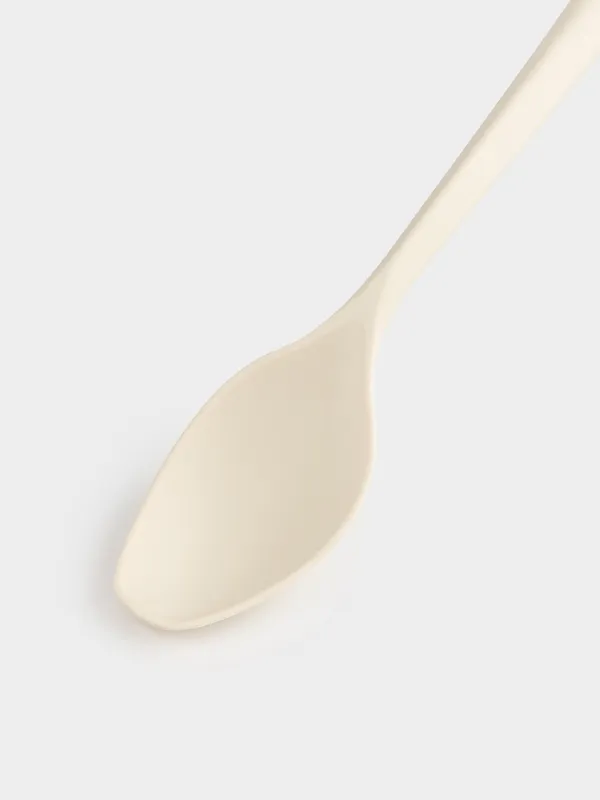 Serving spoon, 32 cm, silicone/wood, milky, Legerity, image-3