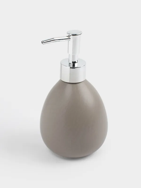 Liquid soap dispenser, 280 ml, ceramic / plastic, beige-grey, Giza, image-2