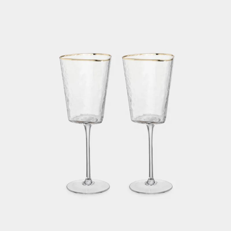 Drinking glass, 300 ml, 2 pcs, glass, with golden edging, Triangle Gold