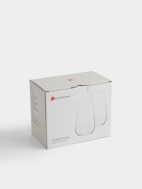 Glass, 14 cm, 580 ml, 2 pcs, crystal glass, Ferentino, image-4