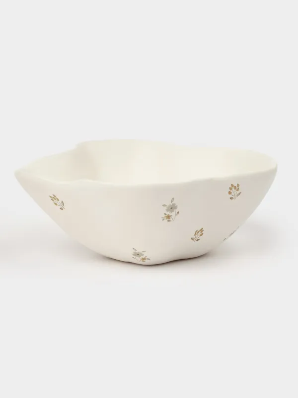 Bowl, 13x5 cm, ceramic, milky, Vintage flowers, La flore, image-1