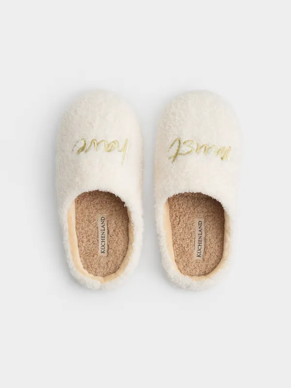 Women's slippers, homewear, size 36-37, fleece / nylon, milky brown, Needed, image-0