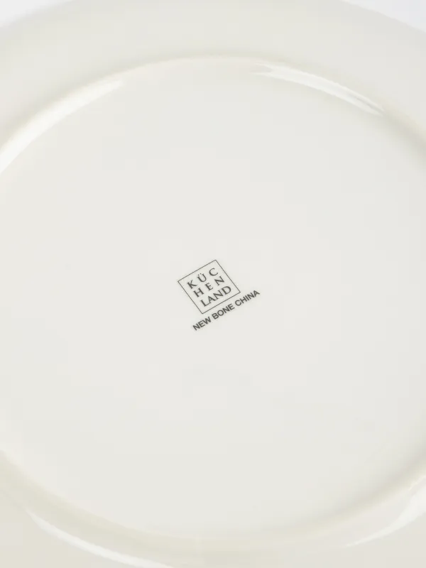 Dinner plate, 28 cm, porcelain N, white, with golden edging, Pomegranates and orange, Christmas miracle, image-4