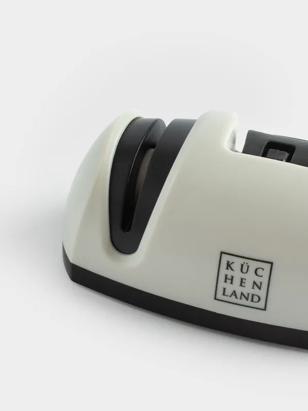 Knife sharpener, 11 cm, with two types of sharpening, grey, Lemsen, image-1