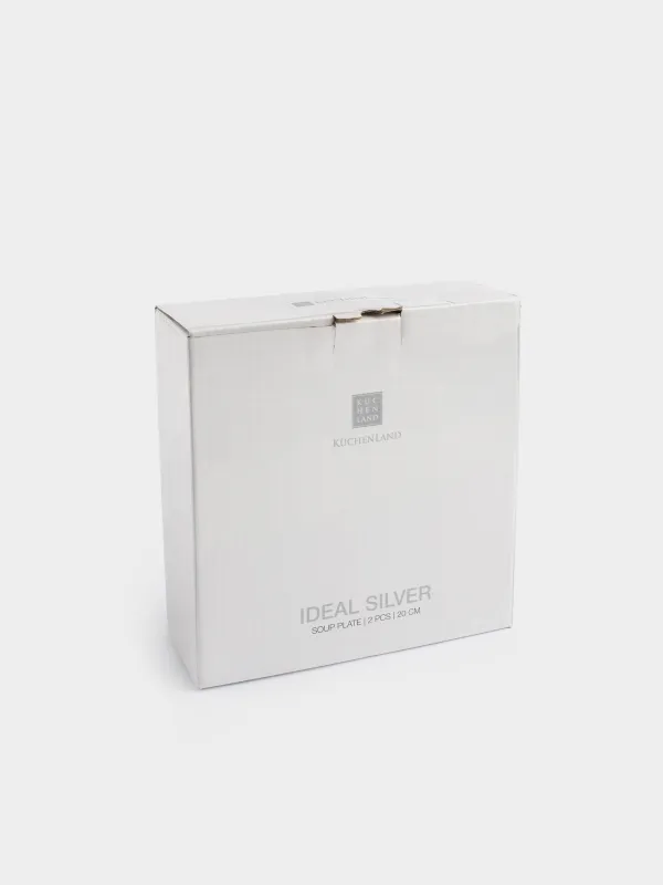 Soup plate, 20x4 cm, 2 pieces, porcelain F, white, Ideal silver, image-5