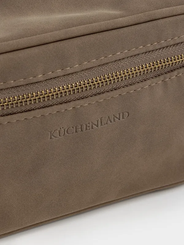 Cosmetic bag, 20x12 cm, with handle, polyurethane, dark brown, Krast, image-1