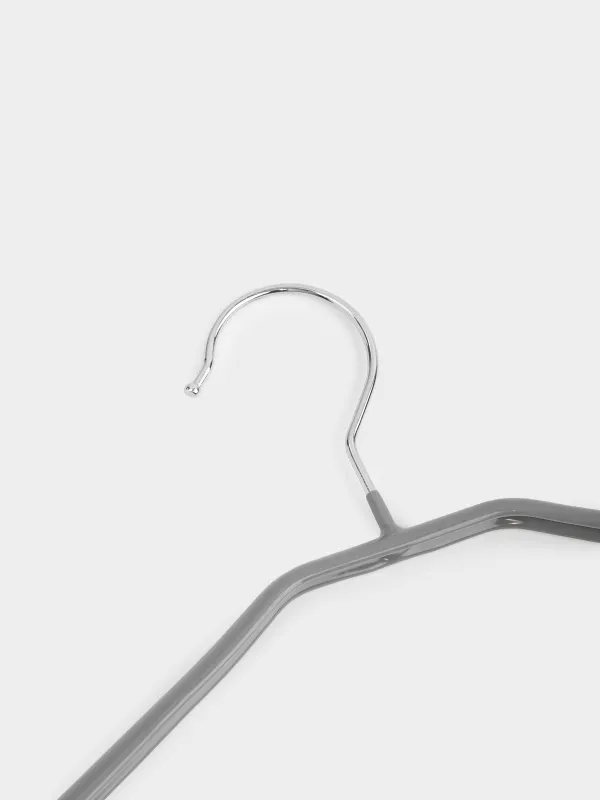 Hanger, 44 cm, with shoulder pad, with loops for trousers/skirts, metal coated, gray, Colorful house, image-1