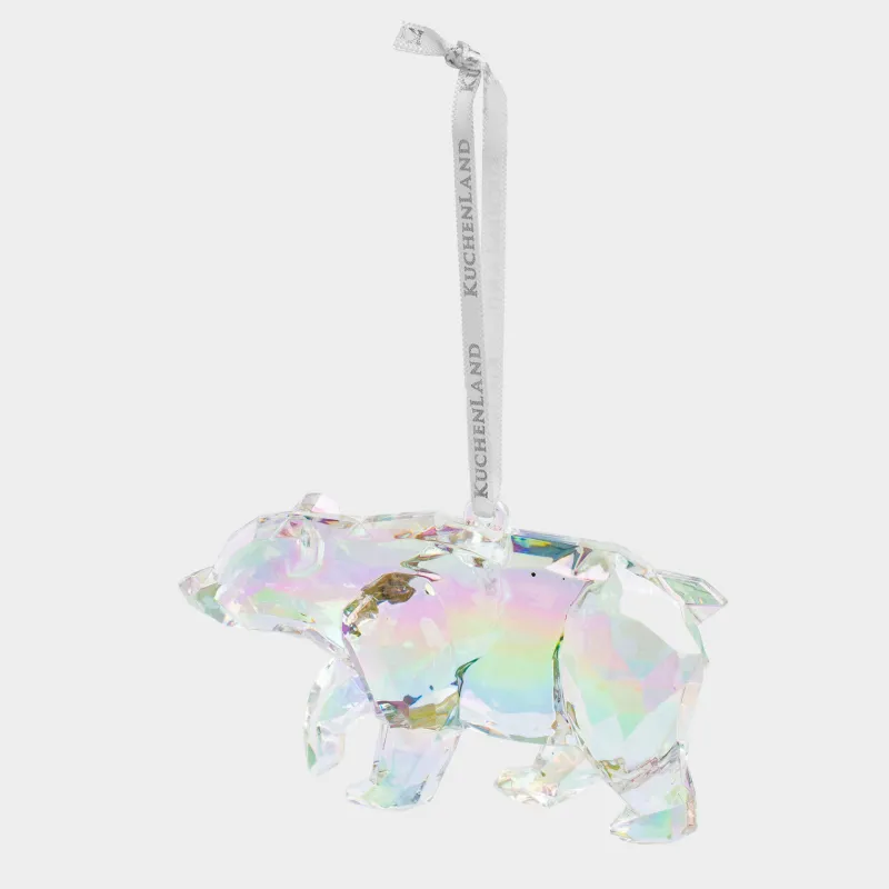 Christmas tree toy, 10 cm, acrylic, mother of pearl, Bear, Figure crystal, image-2