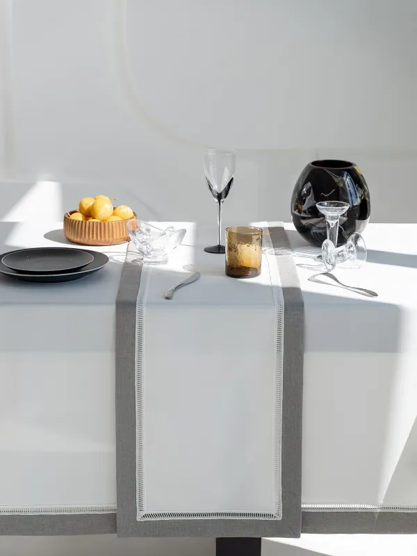 Table runner, 40x160 cm, polyester, white-gray, milkyy way, image-2