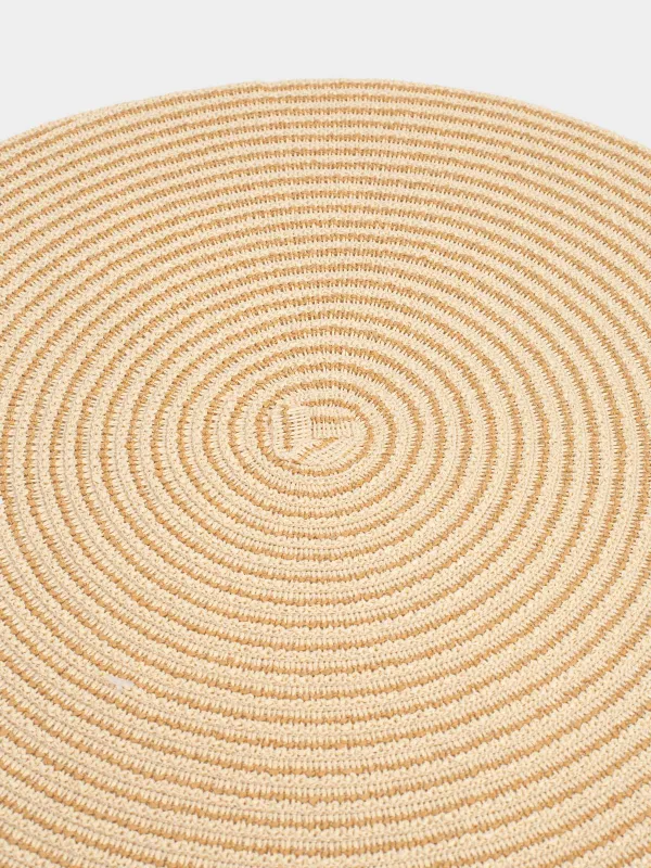 Placemat, 38 cm, cellulose, round, beige, Straw, image-2