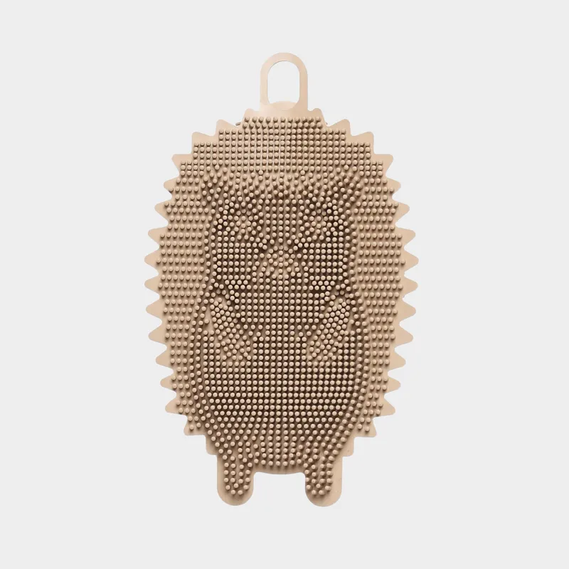 Dish washing sponge, 13 cm, Silicone, Beige, Hedgehog, Manny