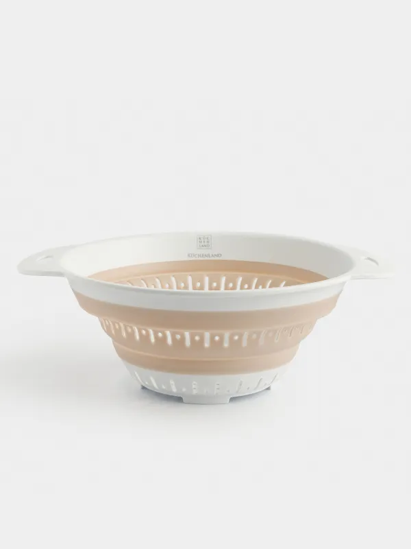 Colander, 20 cm, foldable, plastic / rubber, round, beige, Foldaway