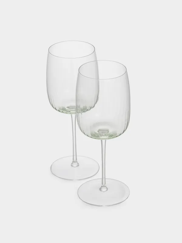 Wine glass, 400 ml, 2 pcs, crystal glass, green, Rofrano, image-1