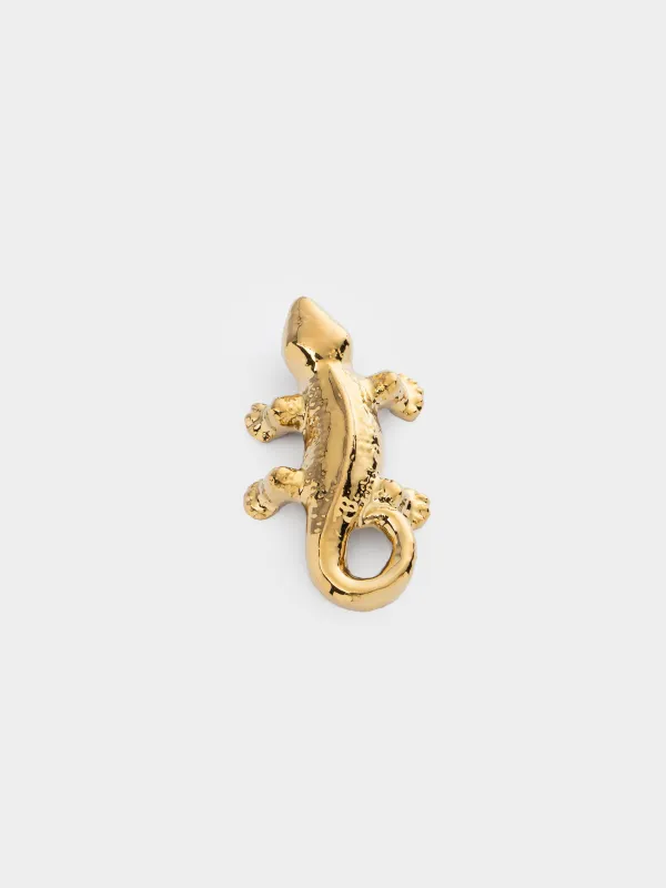 Statuette, 4x8 cm, porcelain P, golden, Lizard, Paradise garden, image-2