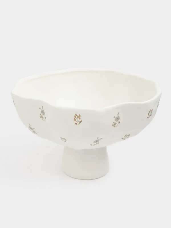 Fruit bowl, 24x15 cm, ceramic, milk, Vintage flowers, La flore, image-1