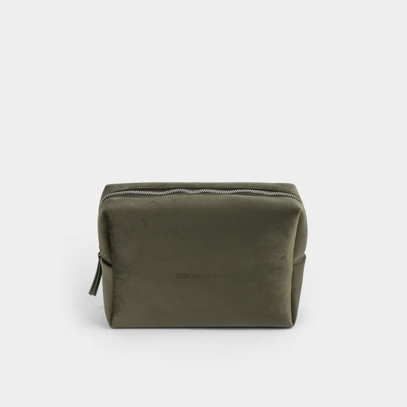 Makeup bag, 25x17 cm, velvet, green, Velvety