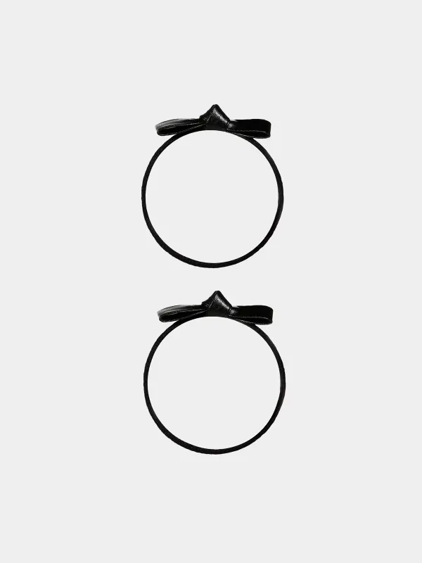 Elastic band for hair, 6 cm, 2 pcs, polyurethane, black, Bow, Gracile, image-0