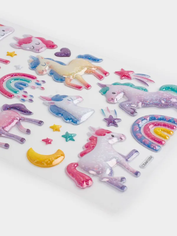 Sticker set, 21x14 cm, 26 pcs, disposable, PVC, Unicorns, Unicorn, image-3