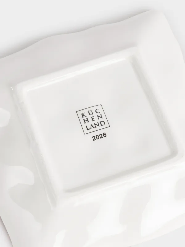 Dish, 15x15 cm, ceramic, square, Horse, Christmas tree, image-5