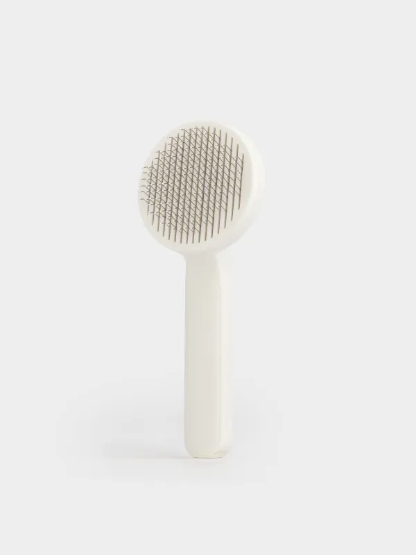 Pet hair comb, 18 cm, Self-cleaning, plastic / steel, White-gray, Ears, Pet, image-1