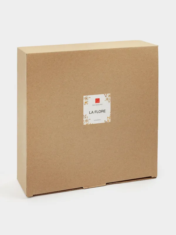 Dish on a leg, 23x7 cm, ceramic, milk, Vintage flowers, La flore, image-4