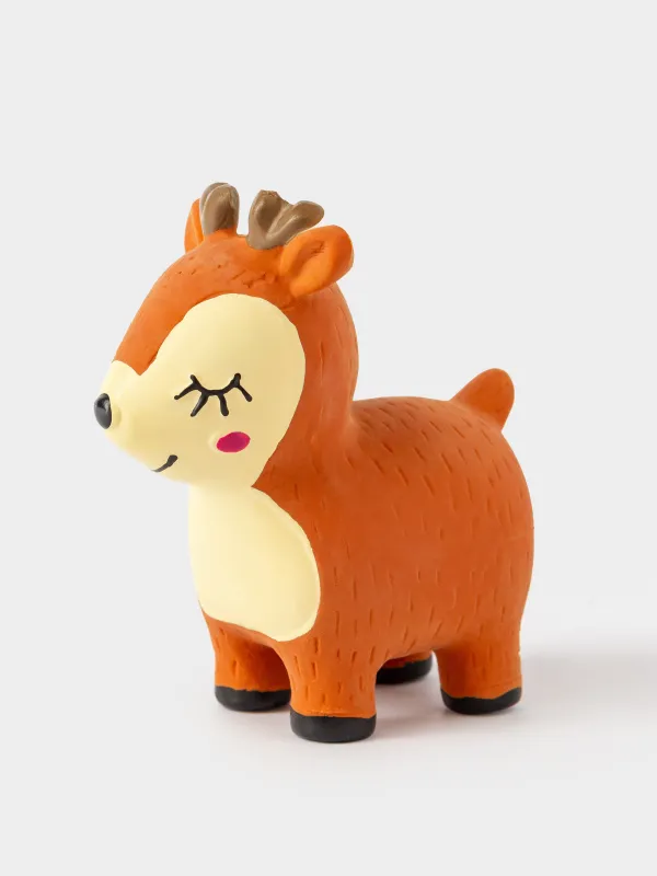 Dog toy, 9 cm, with squeaker, rubber, brown, fawn, Christmas pet, image-0