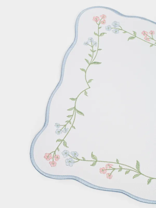 Placemat, 32x45 cm, PVC / polyester, shaped, milky, Flowers, Rock embroidery, image-2