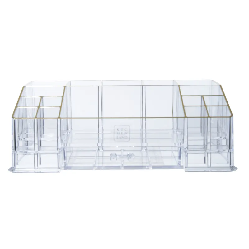 Organizer for cosmetics, 28x10 cm, 15 otd, with drawer, plastic, gold edging, Dorado, image-2