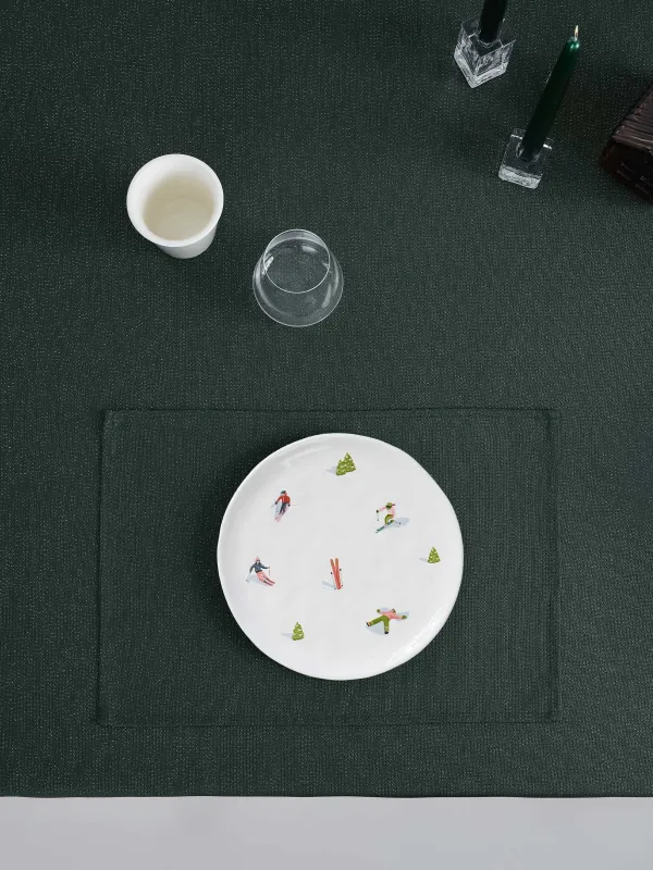 Placemat, 30x45 cm, polyester, rectangular, dark green, Green speckled, image-2