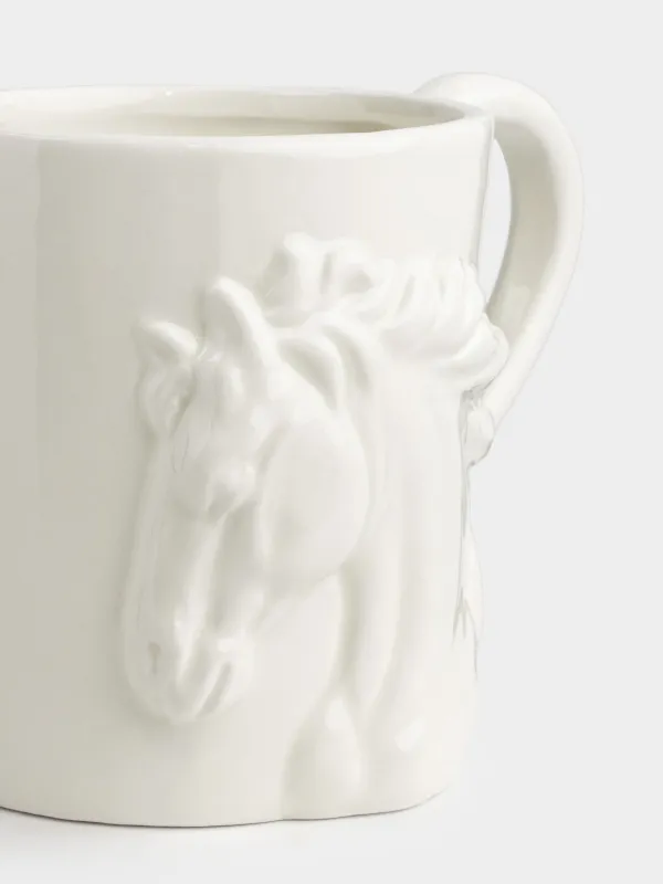 Mug, 500 ml, ceramic, milky, Horse, Horse pattern, image-4