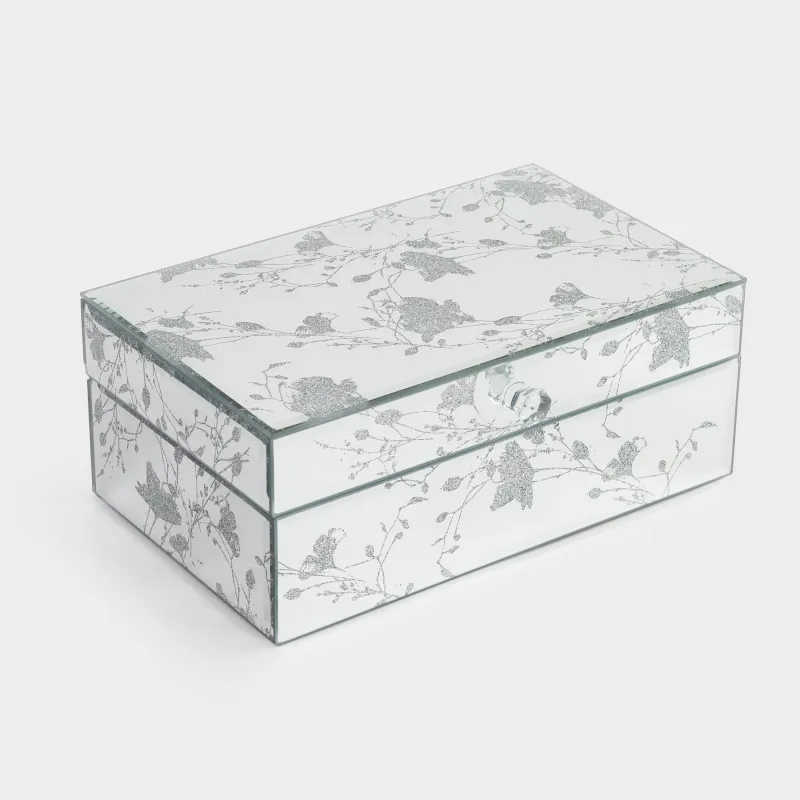 Jewelry box, 21x13 cm, glass, Mirror, Branches, Glossy, image-2