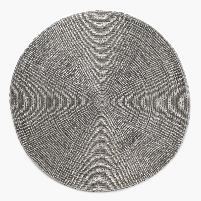 Napkin for appliances, 36 cm, beads, round, silver-gray, Rotation beads