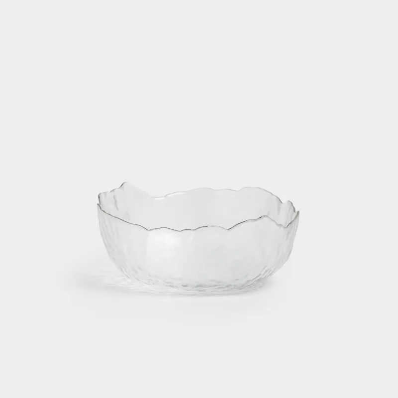 Salad bowl, 20x9 cm, 1,1 l, glass, with silver edging, Nautilus silver