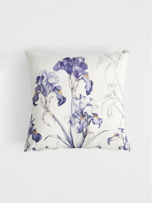 Decorative pillow, 45x45 cm, velvet, milky, Irises, Iris garden, image-0