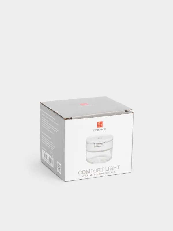 Spice container, 5 cm, with double lid, glass/plastic, grey, Comfort light, image-5