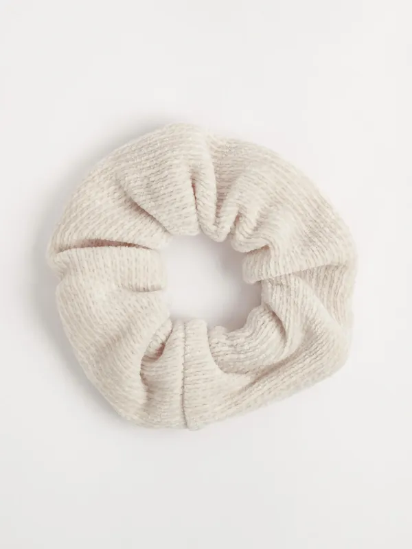 Elastic band for hair, 4 cm, corduroy, beige, Hair velvet, image-0