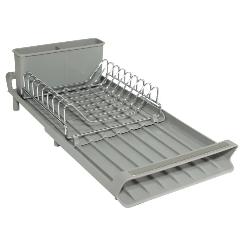 Dish dryer, 28 / 47x20 cm, with sliding tray, steel / plastic, Grey, Drying new, image-6