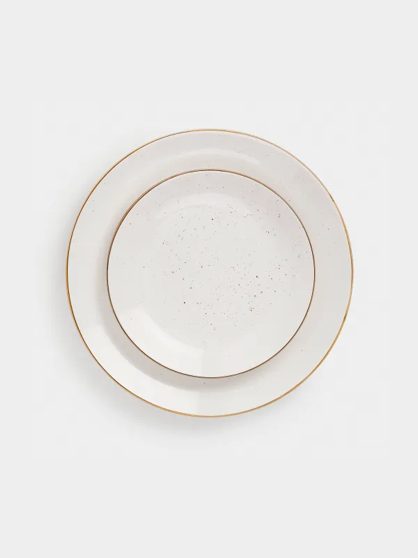 Dining set, 6 persons, 18 items, ceramic, milk, speckled, Roxas, image-2