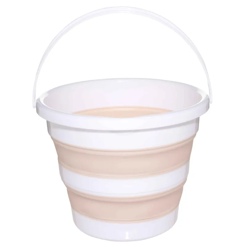 Foldable bucket, 10 l, plastic / rubber, beige-pink, Foldaway