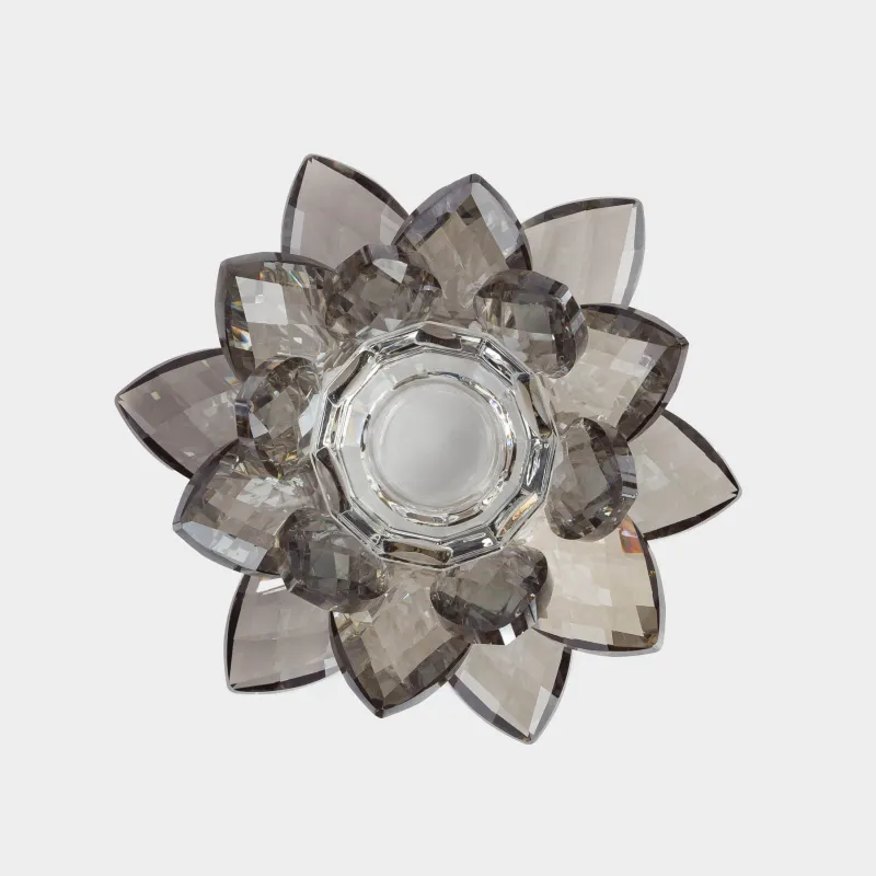 Candlestick, 11 cm, for a thin candle, glass, gray, Flower, Crystal flower, image-3