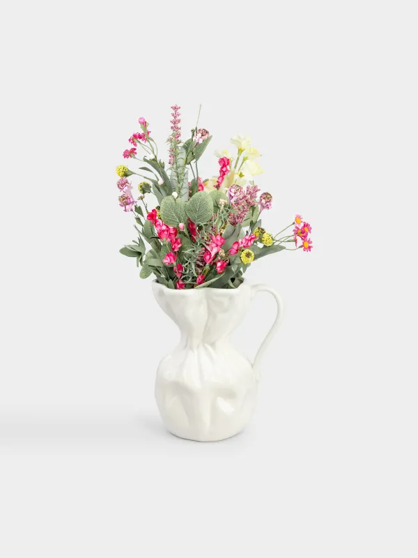 Flower vase, 25 cm, ceramic, White, Crumpled effect, Crumple, image-4