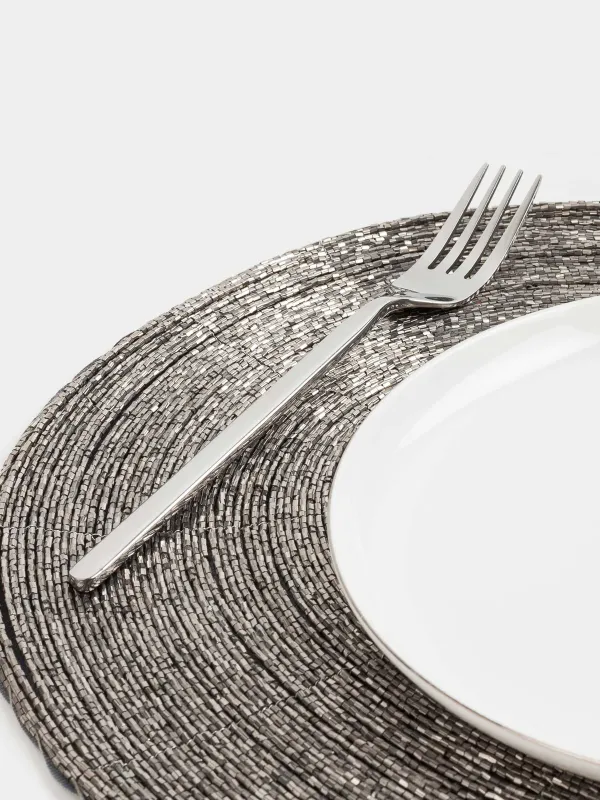 Napkin for appliances, 31x41 cm, beads, oval, dark gray, Shiny beads, image-4