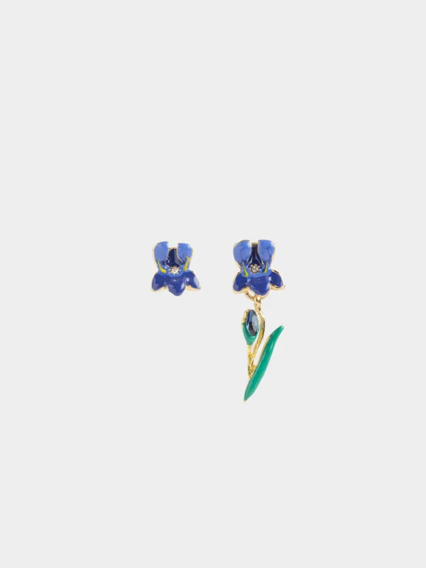 Stud earrings, 1/3 cm, 2 pieces, metal / acrylic, purple, Irises, Iris garden, image-1