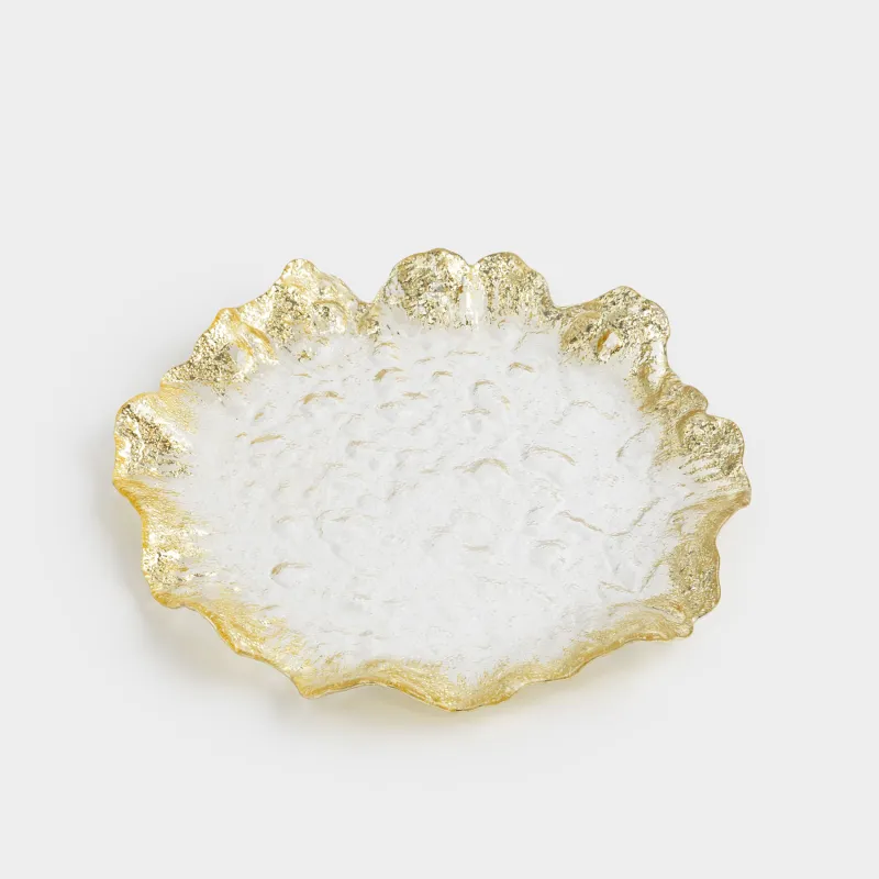 Dish, 26 cm, glass R, champagne, Wavy edges, Felsen