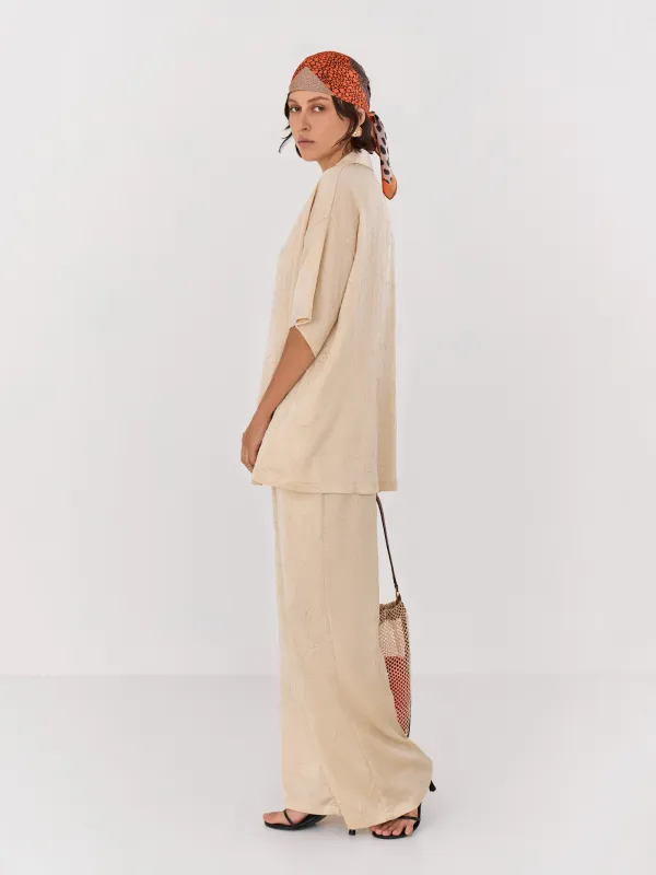 Women's shirt, size S, with short sleeves, polyester, gold, Rosalinda, image-3