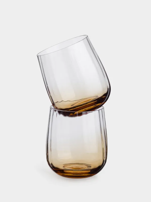 Glass, 10 cm, 460 ml, 2 pcs, glass, brown gradient, Felino, image-3