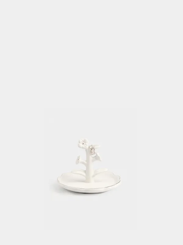 Jewelry holder, 13x10 cm, ceramic, Milky gold, Flowers, Bloome, image-1